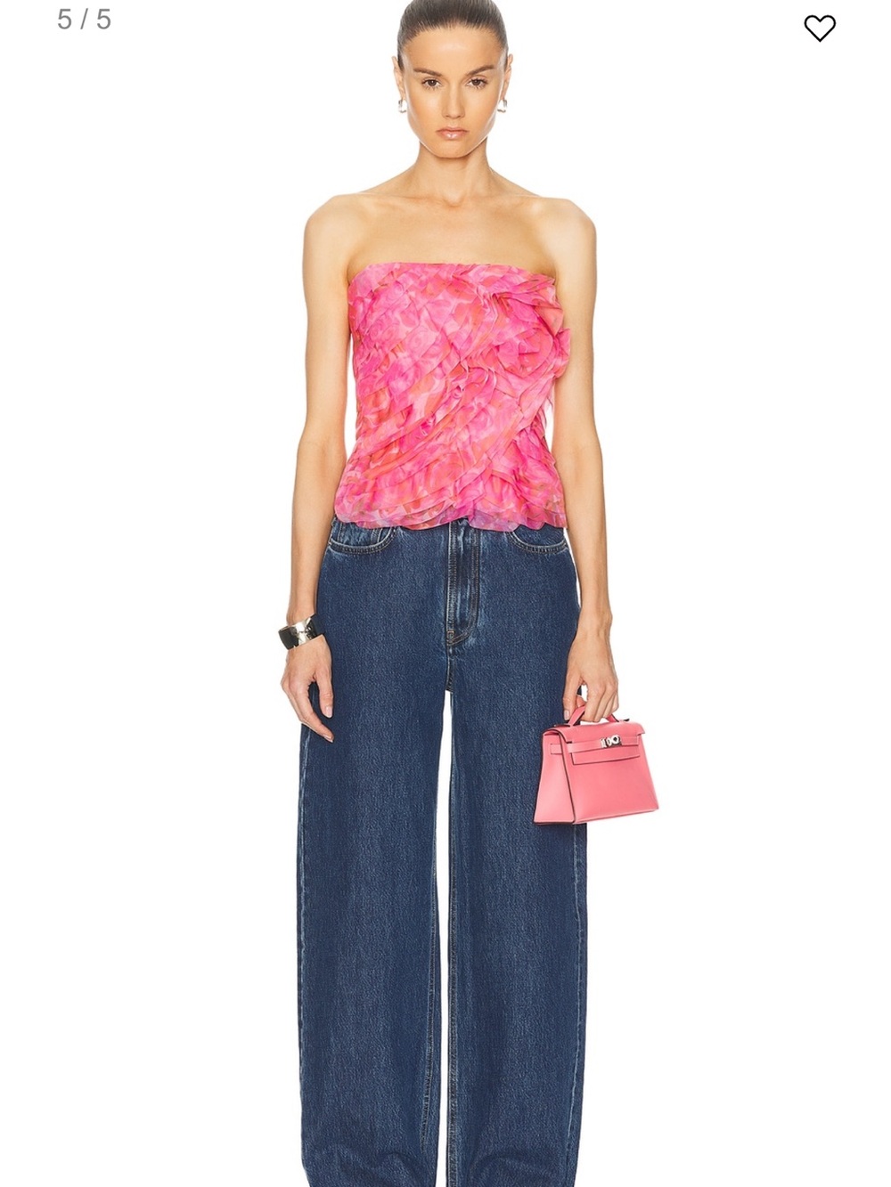 Aje Pink Ruffled Strapless Camisole